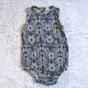 EUC 12-18M Kate Quinn Sleeveless Kanga Bubble Romper Blue Seahorse Bamboo